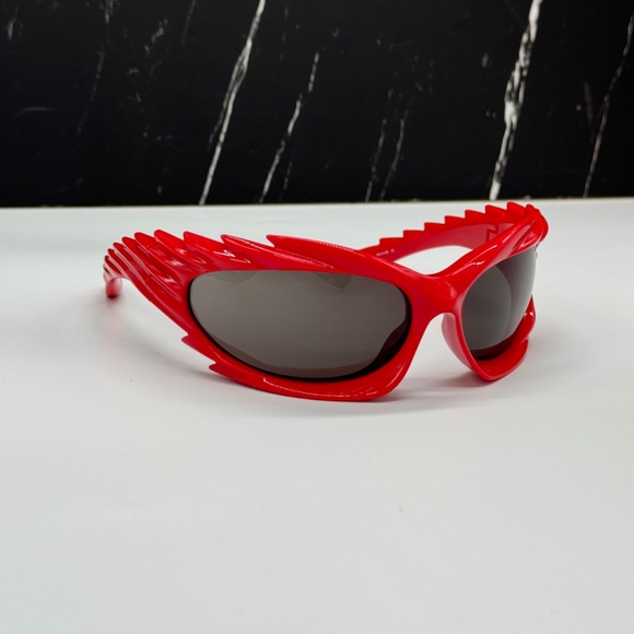 NEW BB0255S 004 BALENCIAGA RED GREY OVAL WOMEN BALENCIAGA SUNGLASSES - Picture 4 of 10